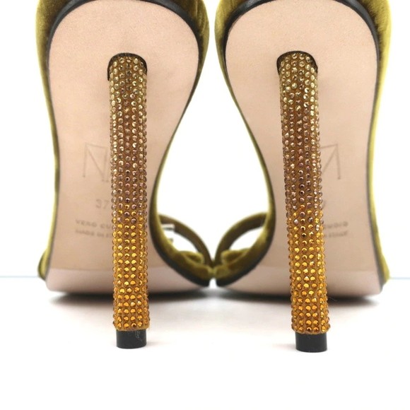 Tamara Mellon Stellar Sandals Topaz Crystal-Embellished Velvet Size 37 NEW - Picture 9 of 12